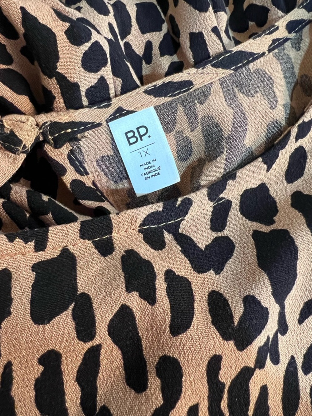 BP Print Long Sleeve Dress in Tan (Leopard) Dale Dashed Spot Size 1X - Picture 3 of 5
